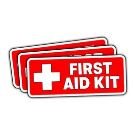 3 Pcs Durable First Aid Kit Sticker – Medical Emergency Cross Label for Safety Boxes, Toolkits, Cabinets, and Vehicles – Red and White Vinyl Decal for Hospitals, Offices, Worksites 3 inch