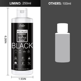 Black Fabric Paint - 250ml Textile Paint Permanent for Textile and Leather Clothes, Fabric Coat Paint for DIY Fabric Dye Projects, Washable Clothing Paints for T-shirts, Jeans, Canvas Shoes, Sofa
