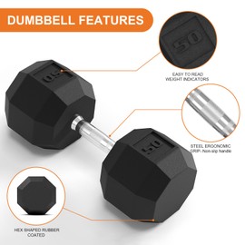 PVC Hex Dumbbell Weight Set, Multiple Sizes Exercise & Fitness Dumbbells,100LB Set(5+10+15+20LB) x2,110LB Set (25+30LB) x2, 35-50LBS Pairs for Muscle Toning, Strength Building & Full Body Workout