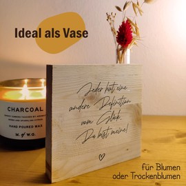 Beste Freundin Geschenke Geburtstag - Definition von Glück Holzbild + Reagenzglas zum Hinstellen opt. als Vase oder Geldgeschenk - Geschenk Beste Freundin, Holzbilder, Geschenk für Sie und Ihn