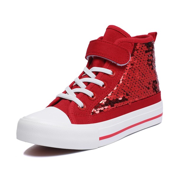 Zoroadke Kids Sequins Glitter High Top Canvas Shoes Girls Boys