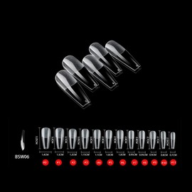 120 PCS Clear False Nails Tips Short Medium Length Full Cover Acrylic Fake Nails Almond Shaped Ballerina Nails Tips Lady Press On Nails with Case 10 Sizes (06 Long Ballerina Nails)