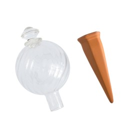 Plant Nanny 8118 12oz Clear Spiral Fluted Watering Globe and Stake Set, 3-1/2 Inch