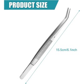 1 Pcs Long Tweezers,Tweezers for Crafting,Universal Bent Tip with Curved Pointed Serrated Tip,Stainless Steel Tool for Precise Pruning and Maintenance,for Cooking, Grilling