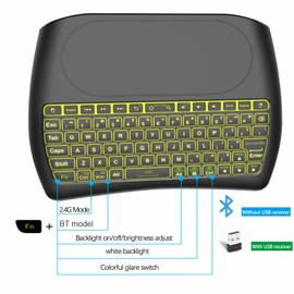 D8 Rechargeable Wireless Keyboard with Touchpad, 2.4G WiFi/BT4.2 Dual Mode for PC, TV Box, iOS, Android, Windows, Mac OS