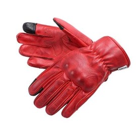 DEGNER WAX LEATHER TOURING GLOVE TG-74 Wax Leather Touring Gloves (Red, M)