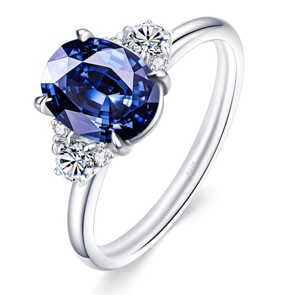 ceerom Oval Cut Moissanite Engagement Ring for Women,2.2CTTW Royal Blue