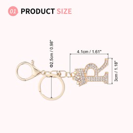 SUIKIHUM Initial Letter Keychains, (Mini Letter Crystal KeyChain) Zinc Alloy Bling Pendant Sparkly Cute Car Keychain for Wallet Handbags Backpack, Gold (R)