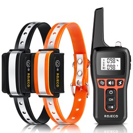 ROJECO Dog Shock Collar for 2 Dogs with 3300FT Remote，IPX7 Waterproof Rechargeable Shock Collar for Large Medium Small 2 Dogs for 4 to 120 lbs，3 Safe Training Modes with Beep，Vibration and Shock