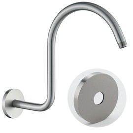 RANDOM S Shaped Shower Head Riser Pipe,Goose Neck Shower Arm 13 Inch Shower Head Extension Arm with Flange,Standard 1/2" Connection,Brushed Nickel.RD-91098-13BN