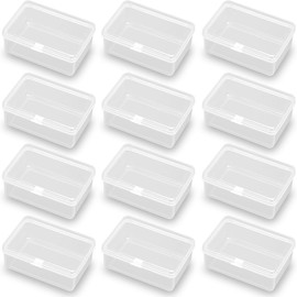 12 Pcs Rectangle Clear Craft Supply Case - Clear Plastic Box Containers for Jewelry Findings and Art Supplies (2.99 x 2.05 x1.18 inch)