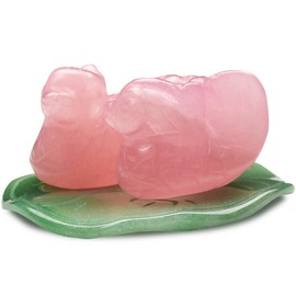 Rose Quartz Mandarin Ducks on Aventurine Lotus/fengshui W Free Mxsabrina Red String Bracelet Y1372