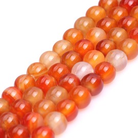 Natural Red Carnelian Agate Gemstone Semi Precious Stone Round 8mm Loose Beads for Jewelry Making Bracelet Necklace Crafts 15 Inch