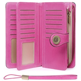 SENDEFN Wallets for Women Leather Credit Card Holder with RFID Blocking Large Capacity Wristlet