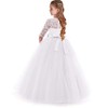 HIHCBF Flower Girls 3/4 Sleeves Lace Tulle A-Line Dress Floor