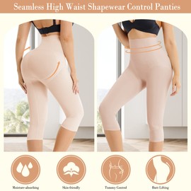 Irisnaya Women Seamless Shapewear Control Panties High Waist Trainer Tummy Butt Lifter Body Shaper Short Thighs Slimmer (3X-Large, Beige)
