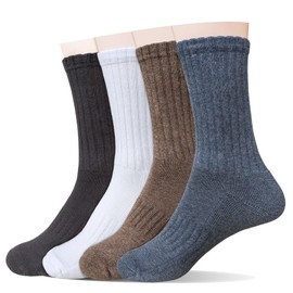 GBZJDSW Men's Cotton Crew Socks - Cushioned Seamless Boot Socks Athletic Work Casual Pack of 4