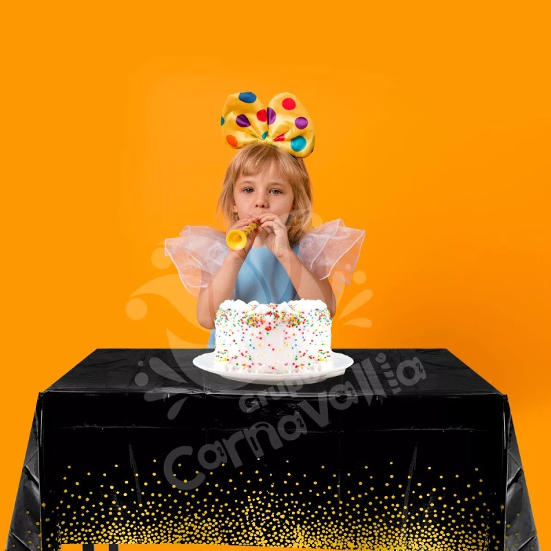 Grupo Carnavallia 6 Manteles Desechable Rectangular Negro Puntos Fiesta