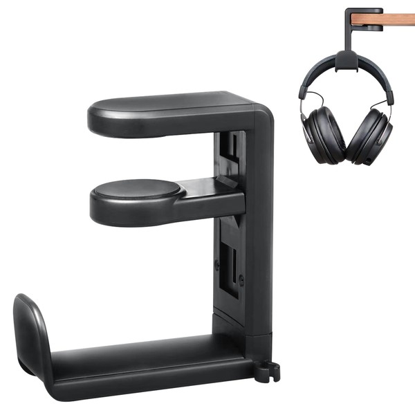 HRILKAOD Headphones Stand Headphone Holder with 360° Rotatable and Height-Adjustable Headset Holder Gaming Headset Stand with Cable Clamp for All Bluetooth Headset Headphones Children