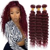 Niciitysi Color 99J Bundles Human Hair Wine Red Deep Wave