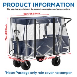 Regenschutz Für Bollerwagen, Bollerwagen Regenschutz, Regenverdeck Bollerwagen Regenabdeckung Bollerwagen Zubehör Regenschutzhülle Pvc Faltbar Mit Dach Für Handwagen Faltbare Strand Transparent