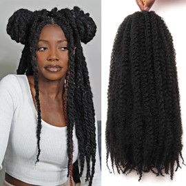 Marley Twist Braiding Hair 24 Inch Marley Twist Hair 8 Packs Cuban Twist Hair Afro Kinky Crochet Hair Synthetic Marley Hair Extensions (24 Inch(Pack of 8),1B)