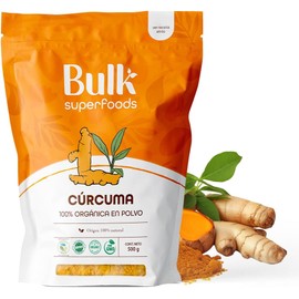 Curcuma en Polvo 100% Natural y Orgánica | Contiene 500g | BULK SUPERFOODS | Organic Turmeric Powder | Premium Natural Food | Superalimento de Alta Calidad