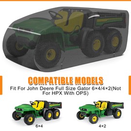 Kistrba 420D Gator Cover Compatible with John Deere All Full Size Gator 6x2/4x2, Heavy Duty Windproof Sunshade Car Cover for Hail Ice Water, LP93547 CPLP93547, (Not for HPX with OPS/XUV835/XUV865)