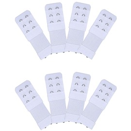 KTOBTEL 8 Pieces Women Bra Extenders 2 Hooks 3 Rows Elastic Bra Band Hook Strap Extensions Bra Accessories (White)