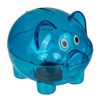 Blue Small Clear Plastic Piggy Bank 10cm x 8cm x