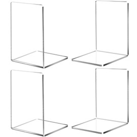DARUITE Acrylic Bookend Transparent Bookend Acrylic Clear Book Holder for Shelf Book Holder Bookends for School Office Home (2 Pairs)