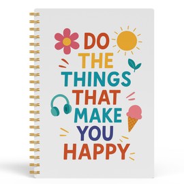 FGFK Boho Trendy Inspirational Spiral Notebook Journal, Positive Affirmation Journal for Women, Do The Things That Make You Happy Motivational Notebook, 5.5x8.3 Inches 311