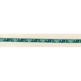 Unbranded 5 Yards 3/8" Greens, Blue, White on Green Floral Jacquard Trim 83507-6