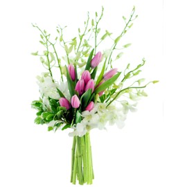 KaBloom PRIME NEXT DAY DELIVERY - Mother's Day Special Sunday Brunch with Orchids and Tulips .Gift for Birthday, Sympathy, Anniversary, Get Well, Thank You, Valentine, Mother’s Day Fresh Flowers
