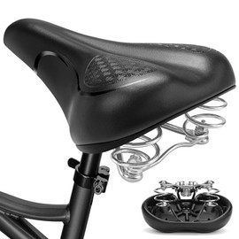 CDYWD Comfy Bike Seat with Internal Shock Absorbing Suspension, Padded Bicycle Seat for Men Women Comfort, Comfortable Bike Saddle for Road Bike, MTB, City Bike, Exercise Bike, Ebike