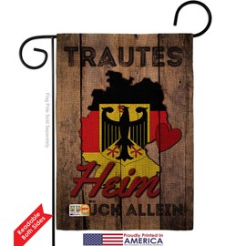 Nationality Country Germany Trautes Heim, Glück allein Garden Flag Set Wood Dowel Regional Nation International World Particular Area Small Gift Yard House Banner Double-Sided Made In USA 13 X 18.5