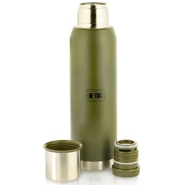 M-Tac Thermo Bottle Type 2 for Cold & Hot Beverages - Stainless Steel Leakproof Vacuum Insulated Flask (Olive, 44 oz)