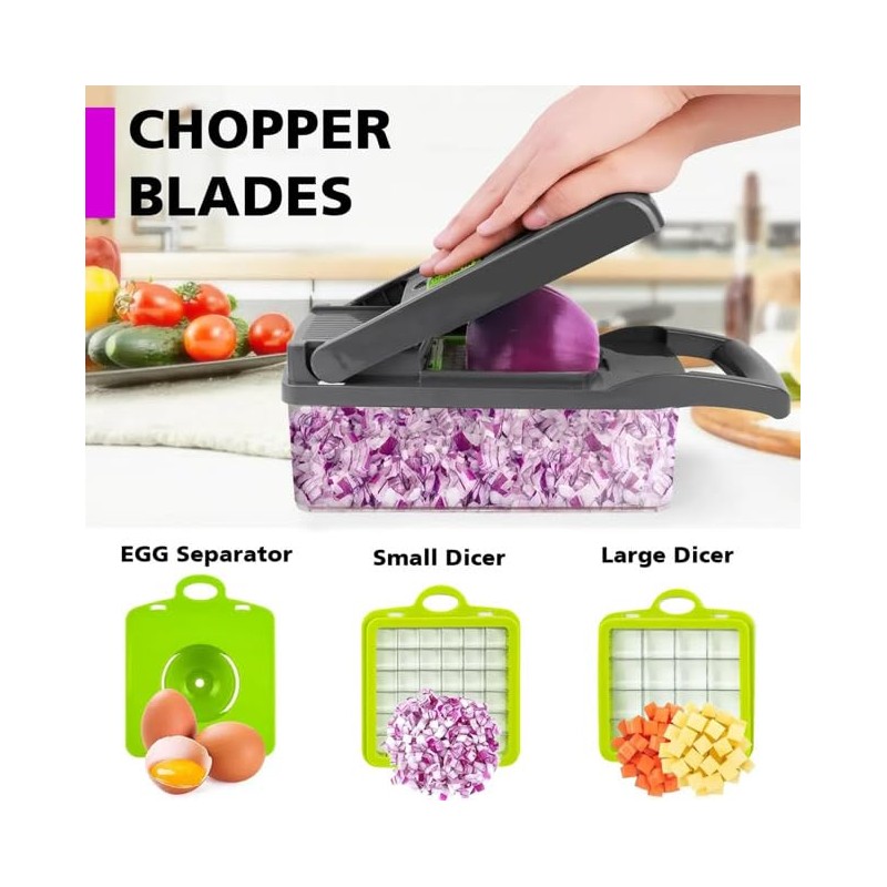 Multifunctional Vegetable Slicer with Accessories, Sharp Blades for Fruits and