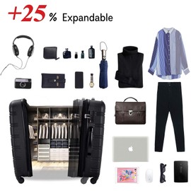 Merax Luggage Sets 3 Piece Suitcase Set 20/24/28,Carry on Luggage Airline Approved,Hard Case with Spinner Wheels,Black