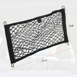 sourcing map 2pcs 2-Layer Small Cargo Net 17.7" x 9.8" Stretchable Storage Mesh Pocket Net Automotive Cargo Net Storage Pouch Organizer with 8pcs Screws and 8pcs Hooks for Trunk RV Boat