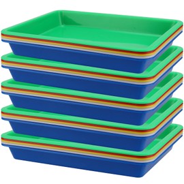KEILEOHO 25 PCS Multicolor Plastic Art Trays, Activity Plastic Tray, Arts and Crafts Organizer Tray for DIY Projects, Painting Beads, Organizing Supply, 5 Assorted Colors, 11 x 8.5 x 1.2 Inch