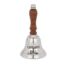 NKlaus Captain's Bell 13 cm Brass Silver Engraved Hand Bell Service Bell 14628