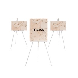 DJAR 3 Pcs 63" Wooden Easel Stand for Sign, Dual-use Adjustable Height, Wood Floor Display Easel for Wedding, Welcome Board, Poster, Picture, Photo- White