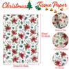 Hjvvr Christmas Tissue Paper 20sheets,Red Green Floral Wrapping Tissue Paper,Xmas