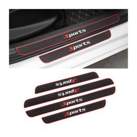 TSUGAMI Car Door Sill Plate Protectors, 4 Pcs PVC Soft Rubber Front/Rear Door Sill Scuff Plate Guard, Universal Car Door Entry Decoration Stickers, Anti-Scratch Welcome Pedal Protector Cover (Sport)
