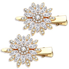 Crystal Hair Clips Large Sparkle Rhinestone Flower Design Alligator Metal Clip Non-Slip Floral Duckbill Hairpins Bling French Fancy Hair Barrettes for women Hair Jewelry Accessories