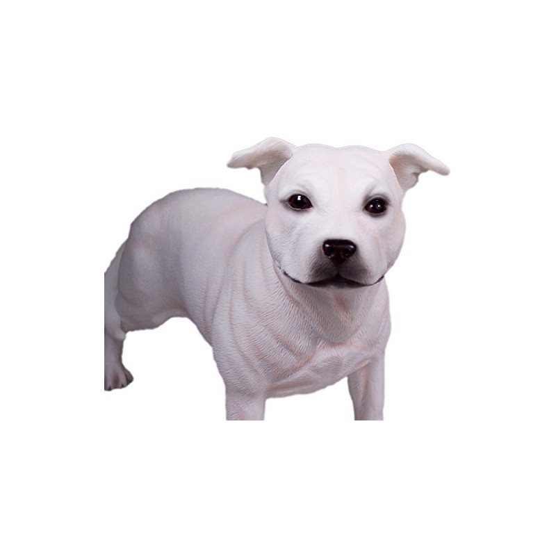 White Staffordshire Bull Terrier Dog Figurine