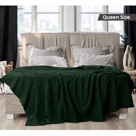 Utopia Bedding Forest Green 100% Cotton Blanket [Queen Size - 90x90 Inch] 350GSM Lightweight, Soft and Breathable Thermal Blanket for All Seasons