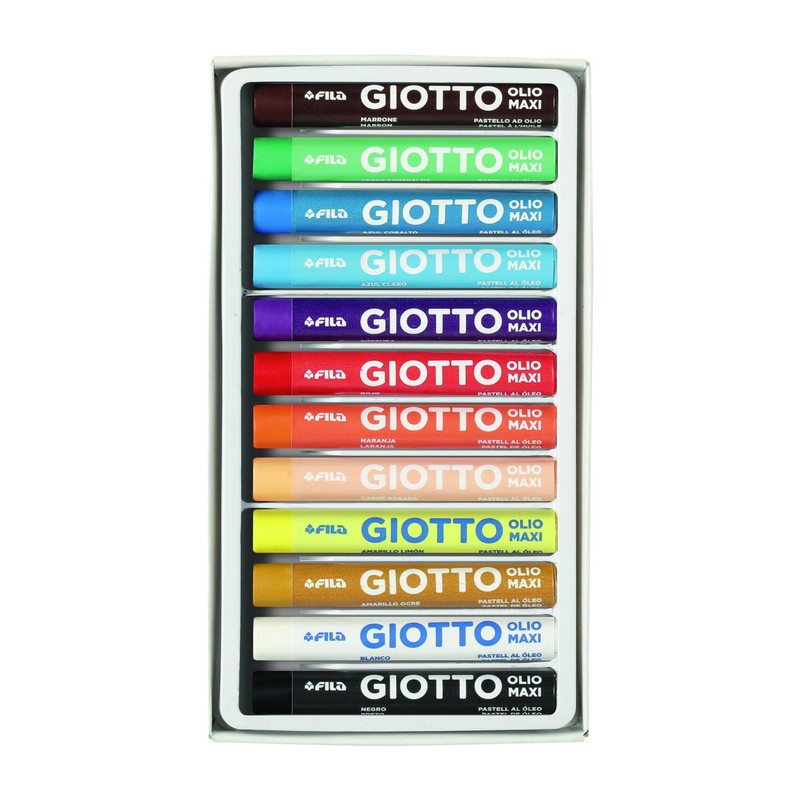 GIOTTO Olio Maxi Oil Pastel Set for Kids, 12 Assorted