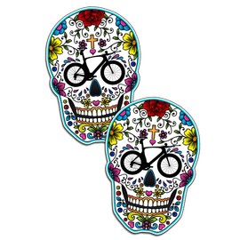 Triathlon Sugar Skull Vinyl Die Cut Decal Sticker Pair